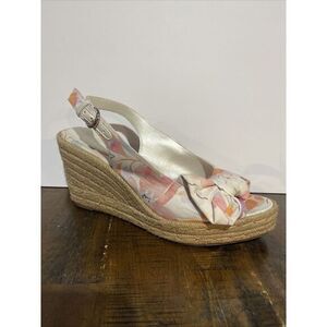 Naturalizer Women's Bettina  Espadrille White Colorful‎ Bow Sandal Wedge Sz 8.5M